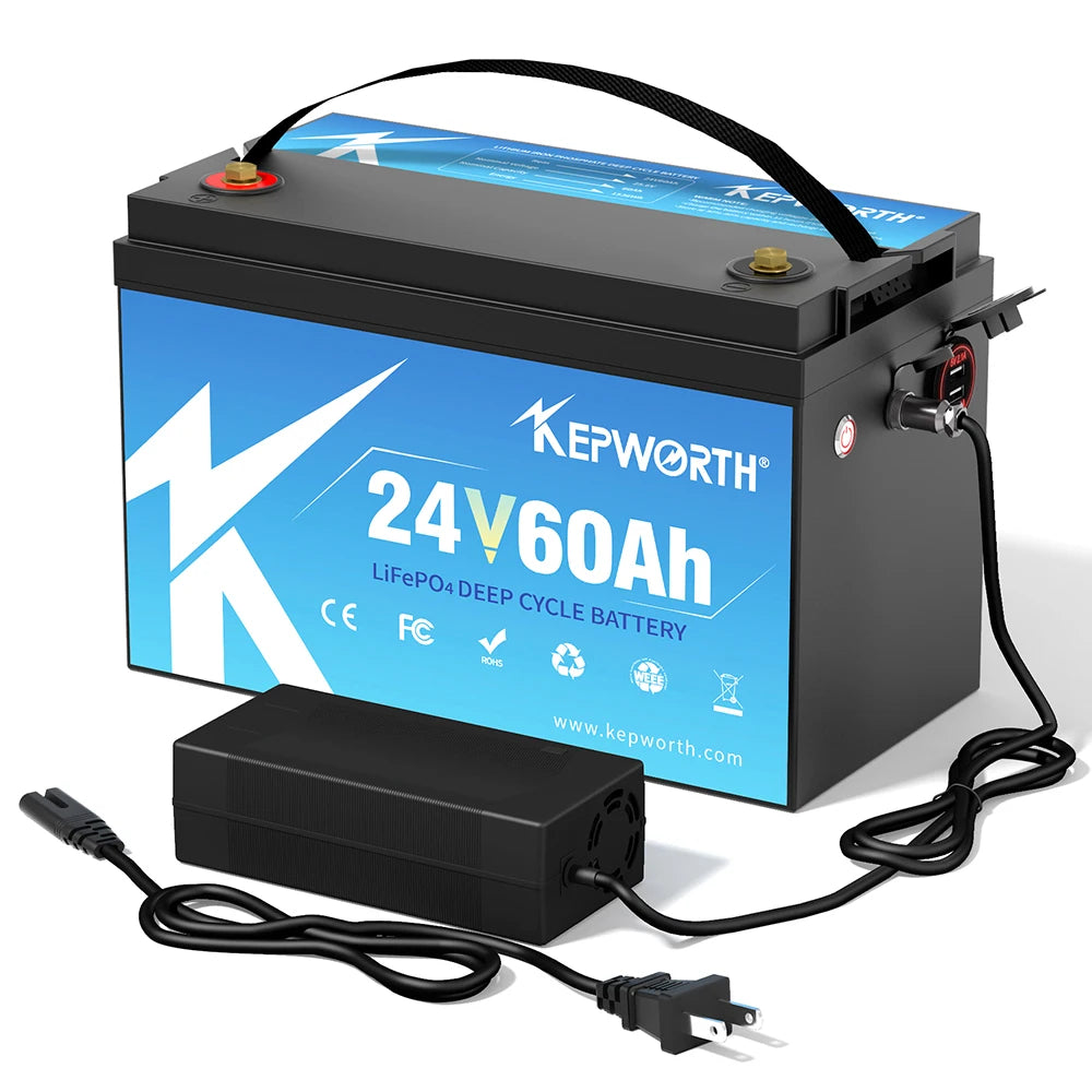 EU/US Stock Kepworth 24v 100Ah Lifepo4 Battery 24v 60Ah 24v 120Ah Lithium Iron Phosphate with BMS for RV/solar System/Yacht/G