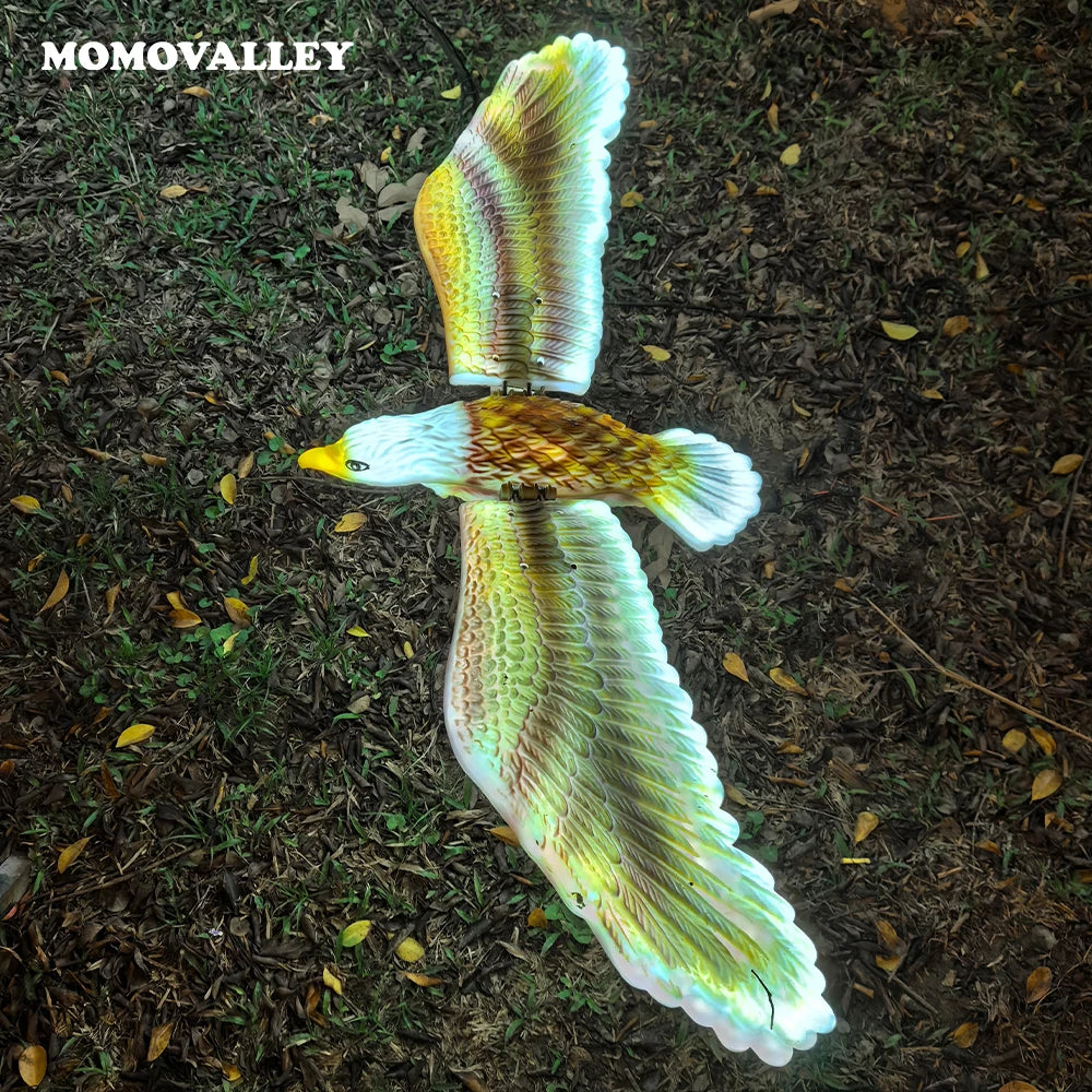 Momovalley LED Light Flying Hummingbird Sculpture Christmas Park Simulation Decor Peaceful Eagle Hawk Lamp for Outdoor