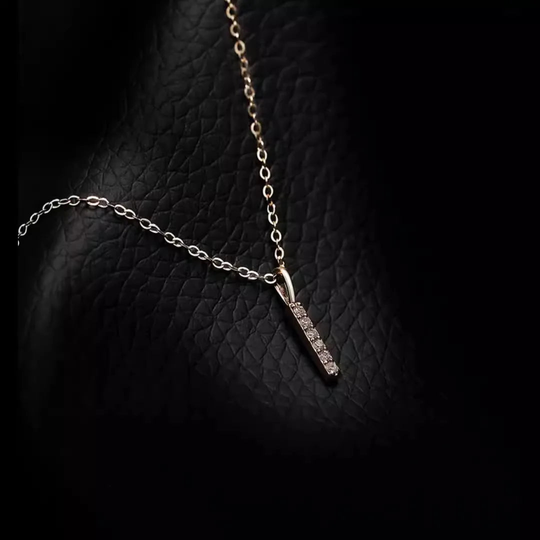 Wholesale 925 Sterling Silver Bar Necklace 14K Gold Plated with Micro Zircon Paving for Parties Weddings and Gifts
