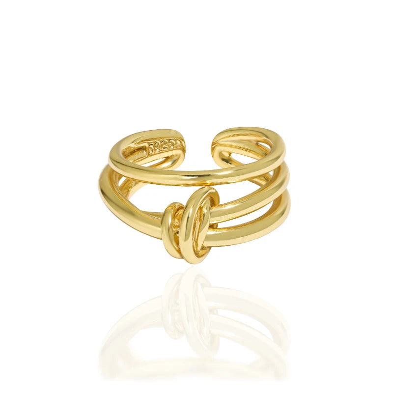 WMJB157 Casual Style Unisex Street Style Handmade Party Style Silver Multi -layer Rope Knot Twist Ring
