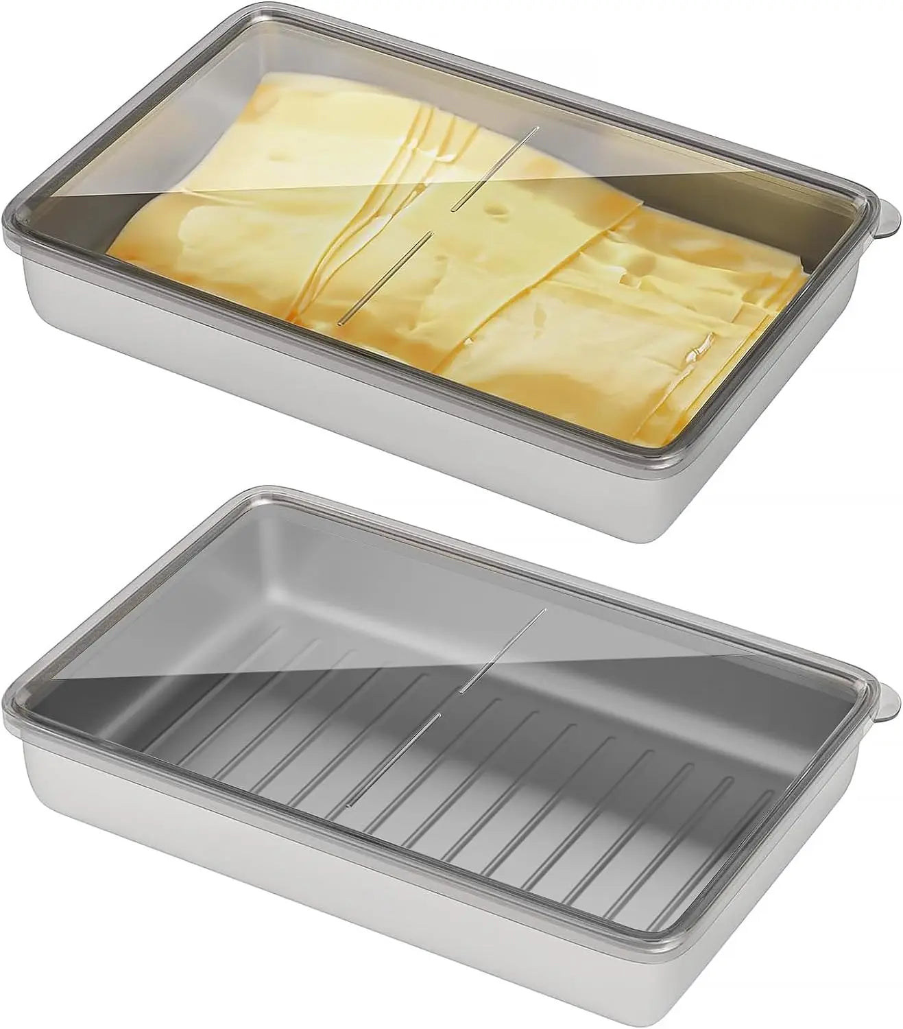 Stainless Steel Lunch Box Rectangular sealed Food Crisper Box Stainless Steel Refrigerator Organizer