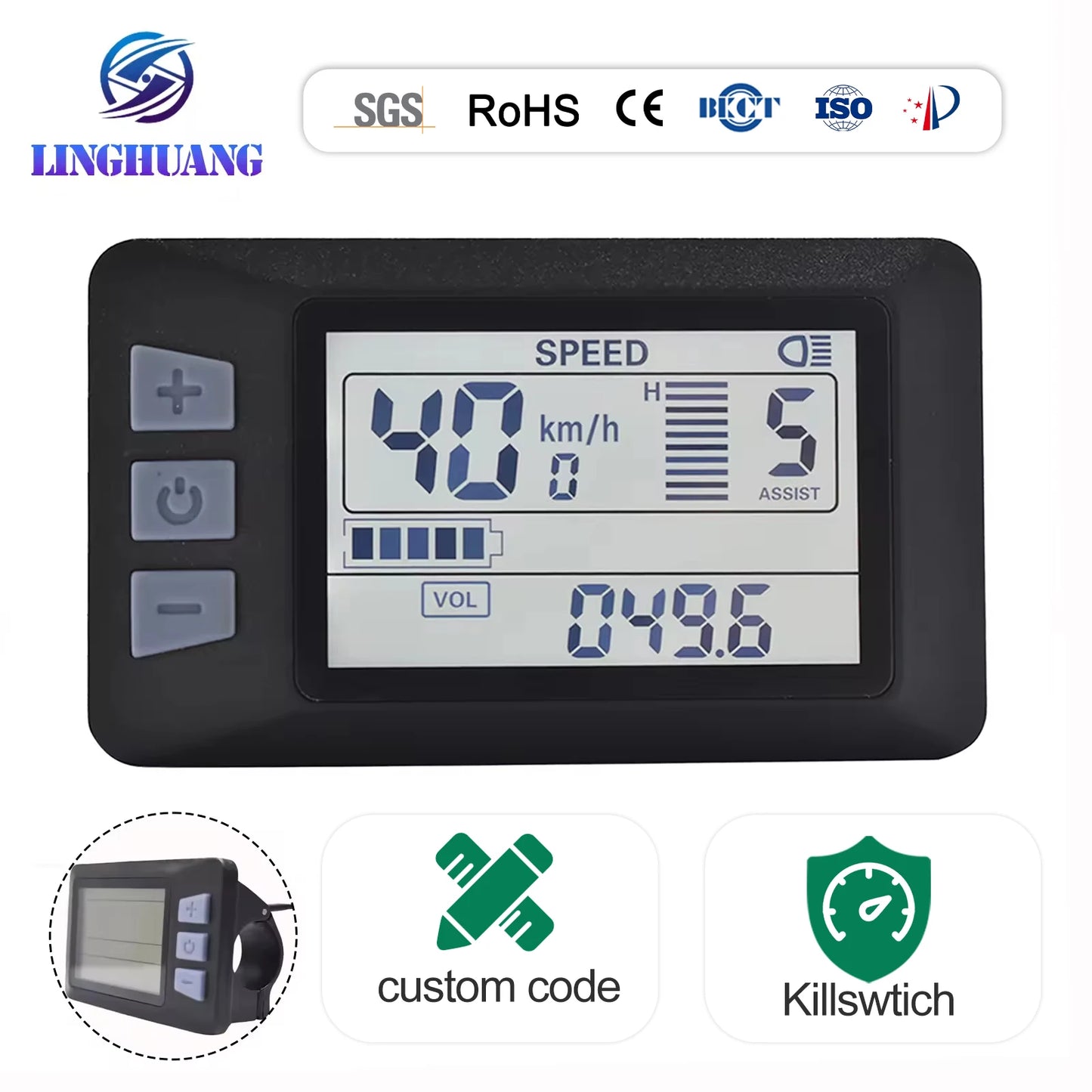 P3H Electronic Wired Multifunction Bike Computer with ISO CE RoHS Certified Error Alerts for Mountain/Electric Bicycles