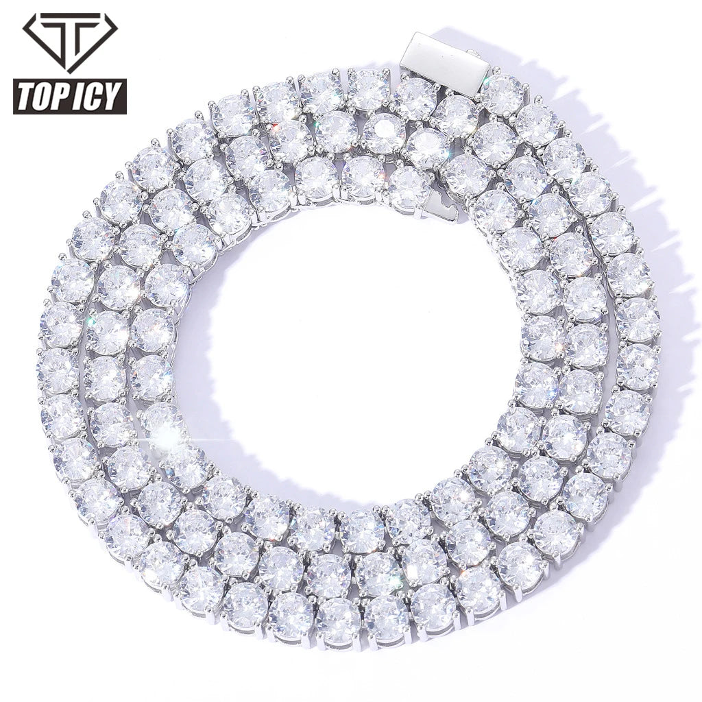 White Gold Iced Out Tennis Chain Trio: 3mm 4mm 5mm Gold Plated AAA CZ Hip Hop Jewelry