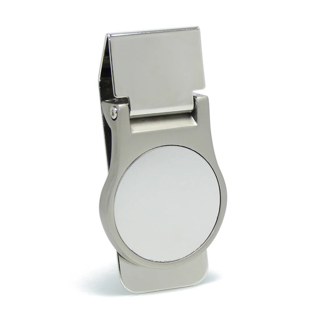 Minimalist Round Stainless Steel Bank Card Dollar Cash Money Clip Wallet Ticket Clamp Pocket Alloy Blank Metal Money Holder C