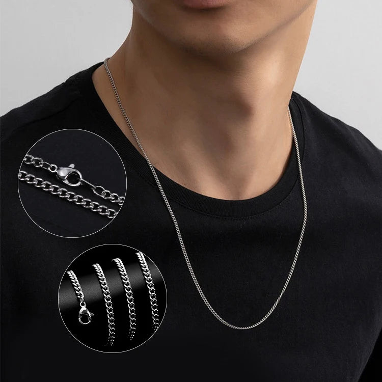 60cm 316L Stainless Steel Link Chain Gold Plated Unisex Hip Hop Style Twist Rope Necklace