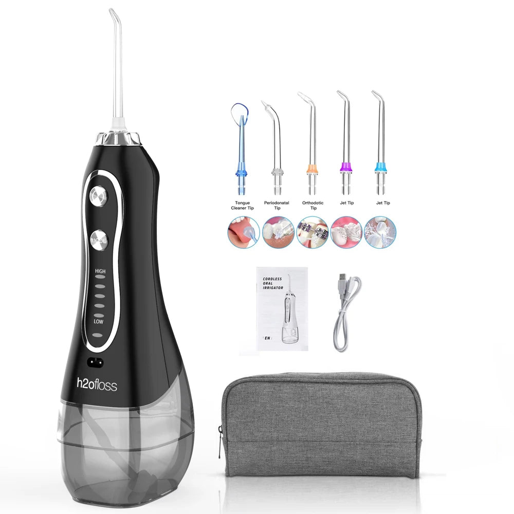 Rechargeable and Portable Water Flosser with 5 Tips  for Personal Teeth Whitening Oral Jet Flosser