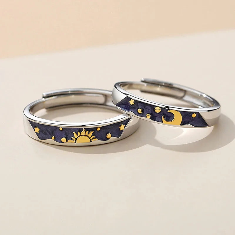 G2776 Wholesale Alliance Anillos De Pareja Engagement Wedding Moon Sun Matching Rings for Couples Fashion Jewelry Rings