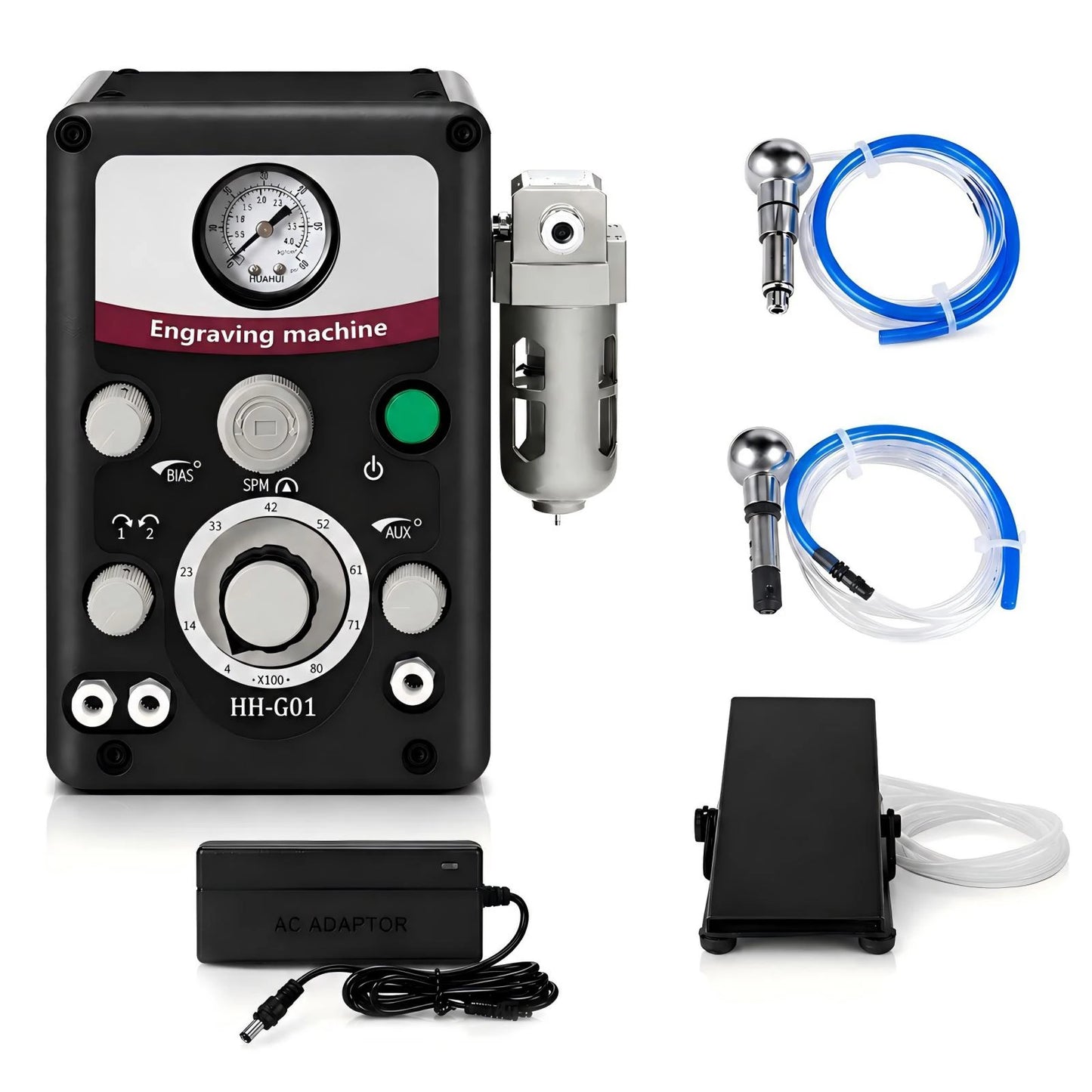 110V/220V Double Head Hand Micro-inlaid 400-8000RPM Air Graver Handpiece Jewelry Pneumatic G8 Graver Pneumatic Engraving Mach