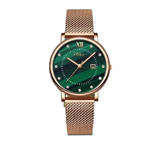 Olika Ladies Luxury Stainless Steel Quartz Watch Elegant Rose Gold Band Waterproof Seiko Movement Alloy Case Fashion Style