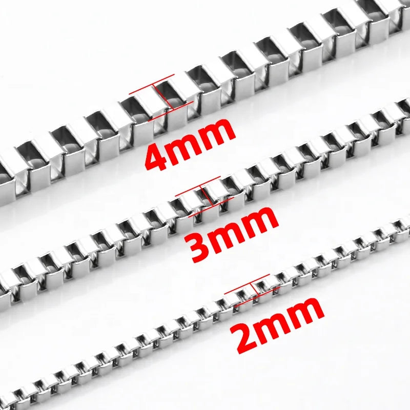 Wholesales New Trend Stainless Steel 2 mm Wide Box Chain DIY Jewelry Making & Jewelry Findings for Men and Women