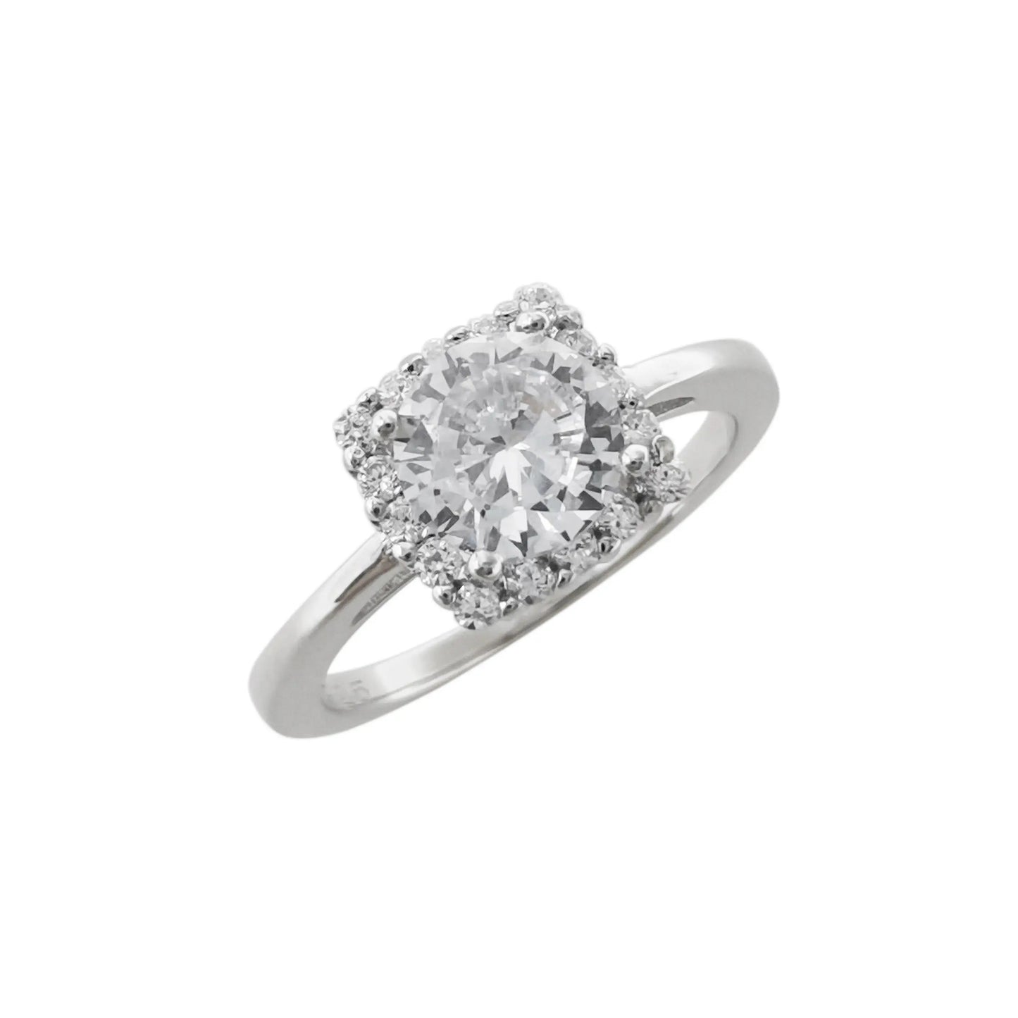 Wholesale Price Trendy Princess Square Row Micro Pave Insert Zircon Engagement Rings Women 925 Sterling Silver Gift