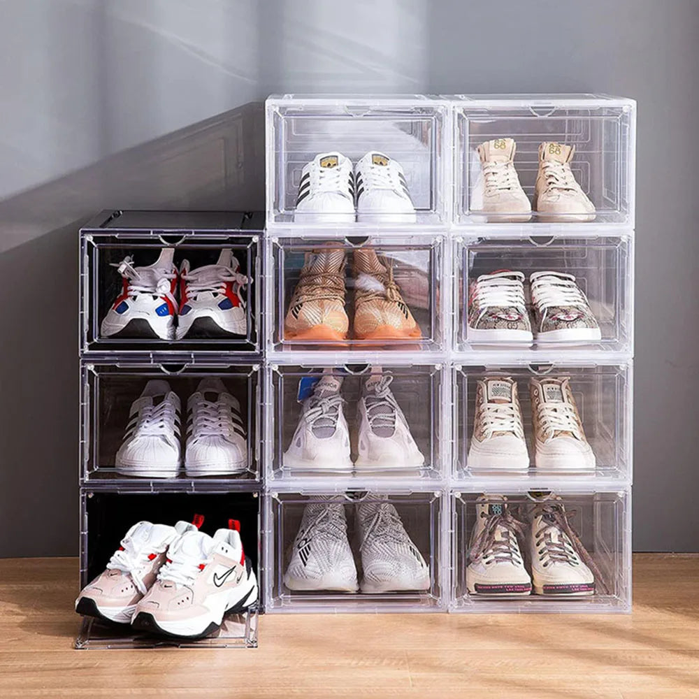 Electric LED Injection Molded Eco-Friendly Household Collapsible Plastic PP Rectangle Foldable Shoe Storage Box 10-20L Capaci
