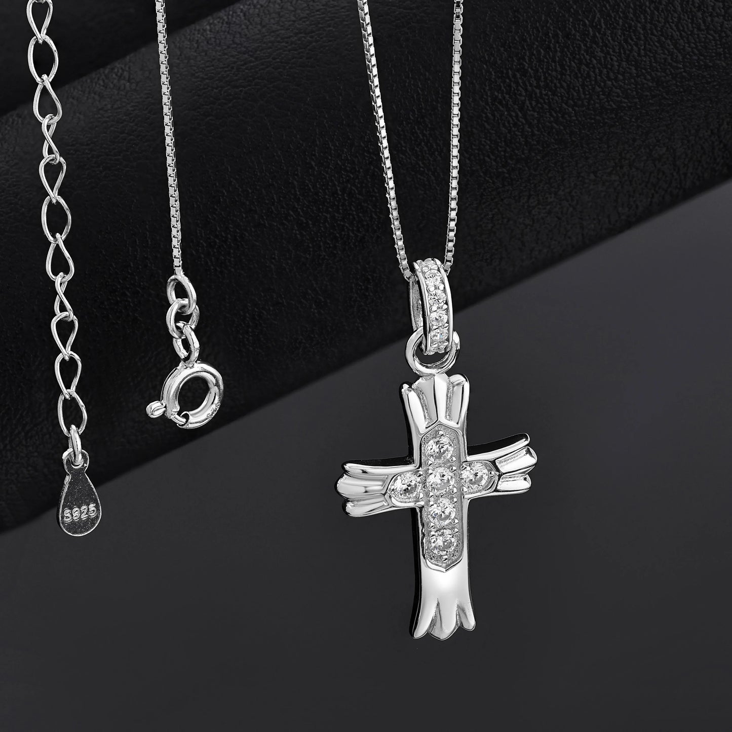Classic 925 Sterling Silver Moissanite VVS Cross Pendant Rhodium Plated Women's Necklace Jewelry Attached GRA Certificate