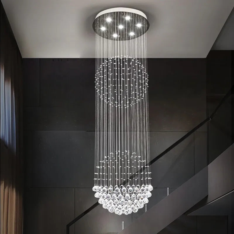 Living Room Restaurant Hotel Lobby Sales Department Light Luxury Crystal Chandelier Art Design Large Staircase Hanging Light