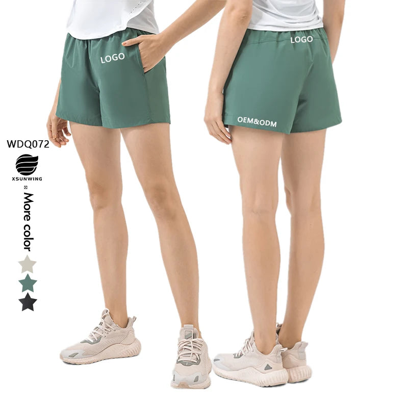 Xsunwing Female Breathable Fabric Cooling Feeling Sun Protection Shorts High Elastic Waist Quick Dry Running Yoga Pants WDQ07