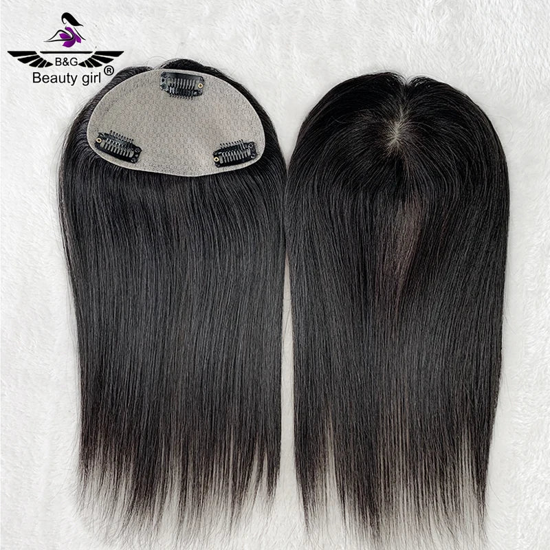 Wholesale Light Density 3X5 Clip in Topper European Virgin Hair Cuticle Aligned Women Silk Base Hair Topper Bangs