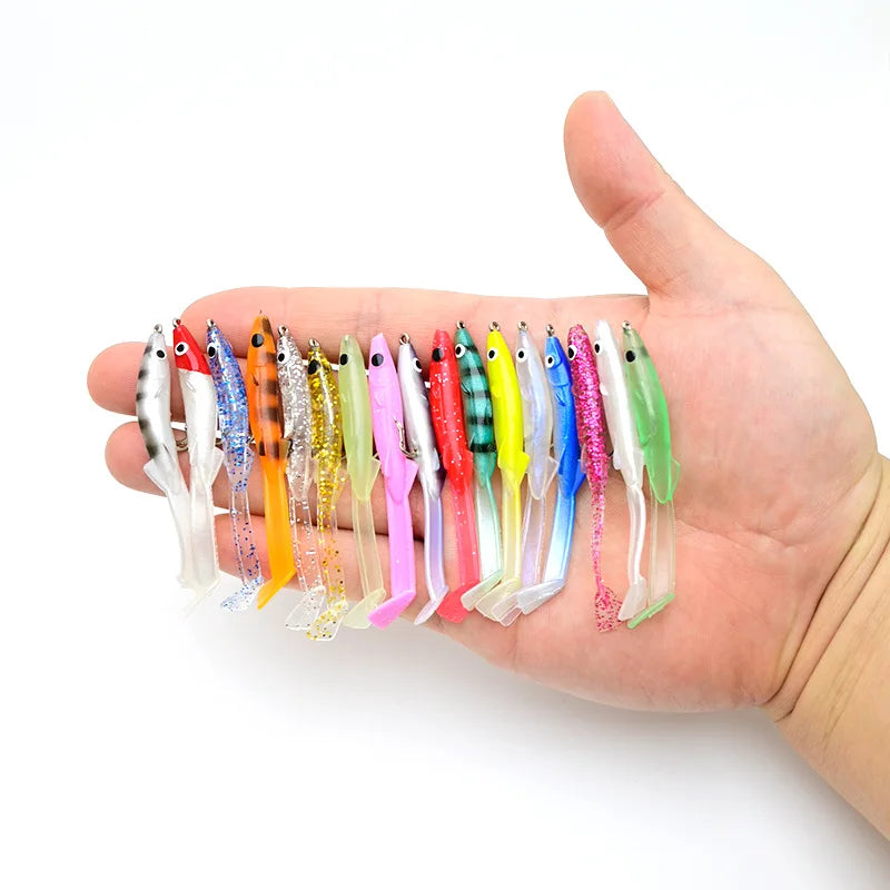 Swim Bait Soft Molds with Hook 65mm 1.5g 17pcs/box Easy Shiner Eel Lure Small Fish Rubber Soft Fishing Lure