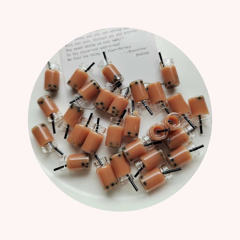 Resin Bobe Milk Tea Cup Kawaii Cute Small Bottle Fairy House Decoration DIY Phone Case Decor Hair Accessories
