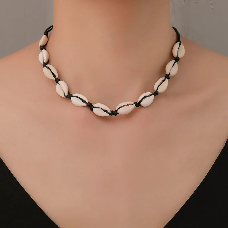 Fashion Boho Necklace Jewelry Shell Clavicle Chain Beach Hawaiian Seaside Cowrie Nature Shell Choker Necklace