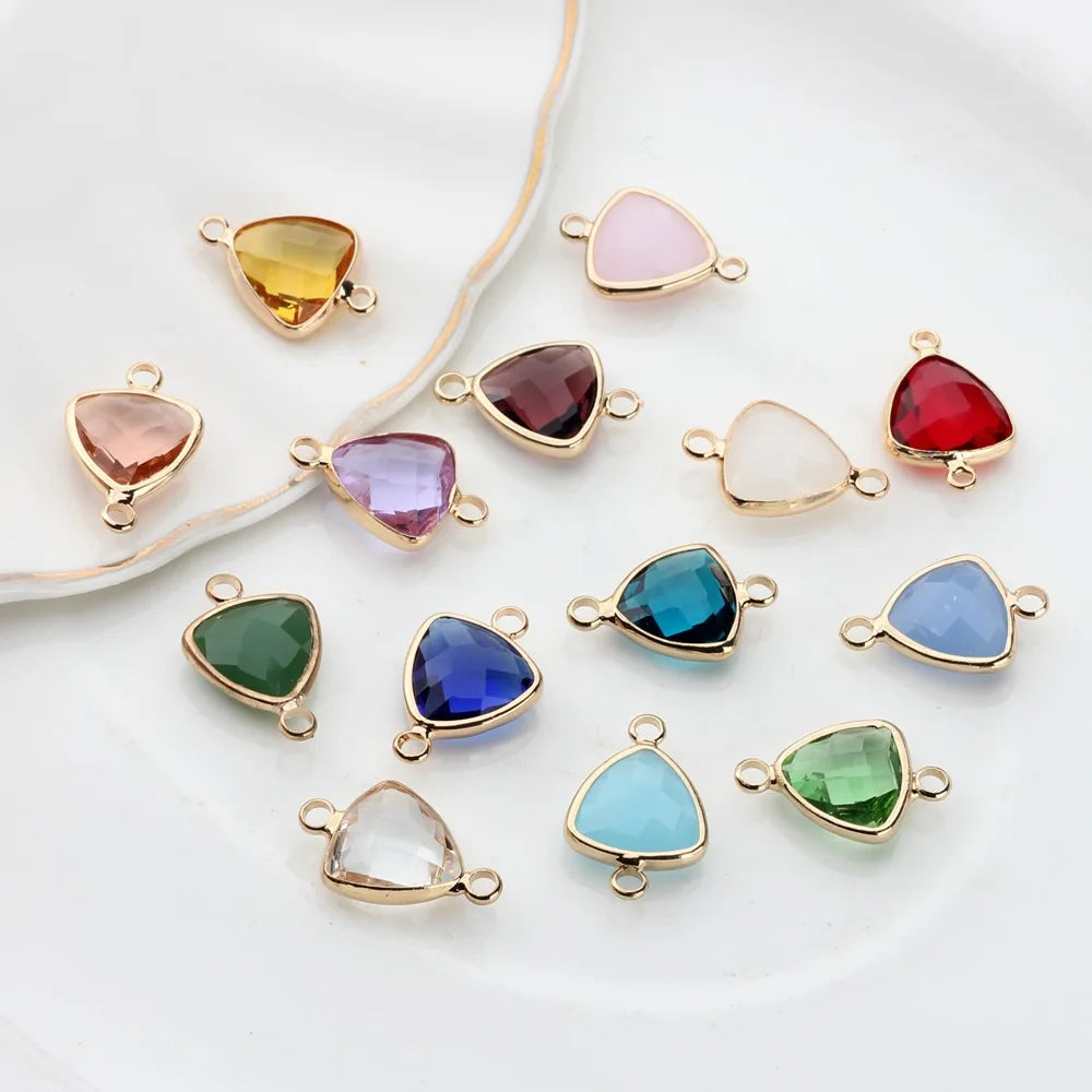 Professional Manufacturer Faceted Crystal Glass Rhinestone Triangle Small Pendant Jewelry Making DIY Accessories