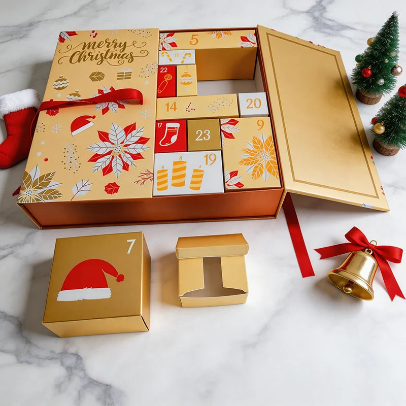 Custom Logo Printing pink Children's Mystery Christmas Giving Gifts Advent Calendar Cosmetics Handmade Empty Paper Boxes