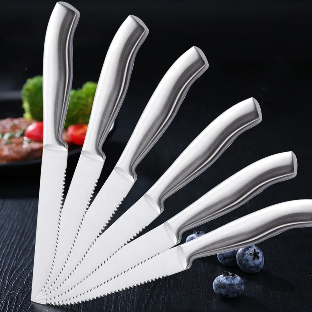 Stainless Steel 3CR13 Eco-Friendly Chef's Steak Knife Set with Hollow Handle for Western Kitchen Cutlery