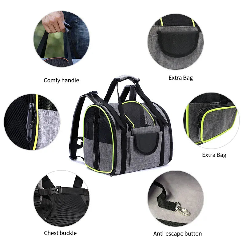 Ybgai Outdoor Multipurpose 3 in 1 Travel Hiking Camping Breathable Dog Backpack Bag Carrier Puppy Kitten Pet Carrier Backpack