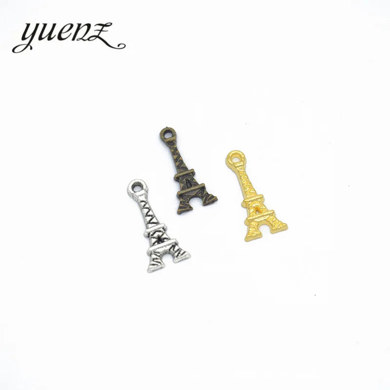 YuenZ 100/bag Antique Silver Color Gold Color Small Eiffel Tower Charm for Jewelry Making Bracelet Necklace Handmade 17*8mm E