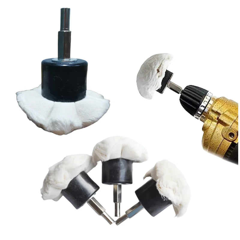 Customizable OEM Beige Woolen Polishing Cloth Wheel with Shaft (50mm Diameter) for Finishing Holes and Curved Metal Surfaces