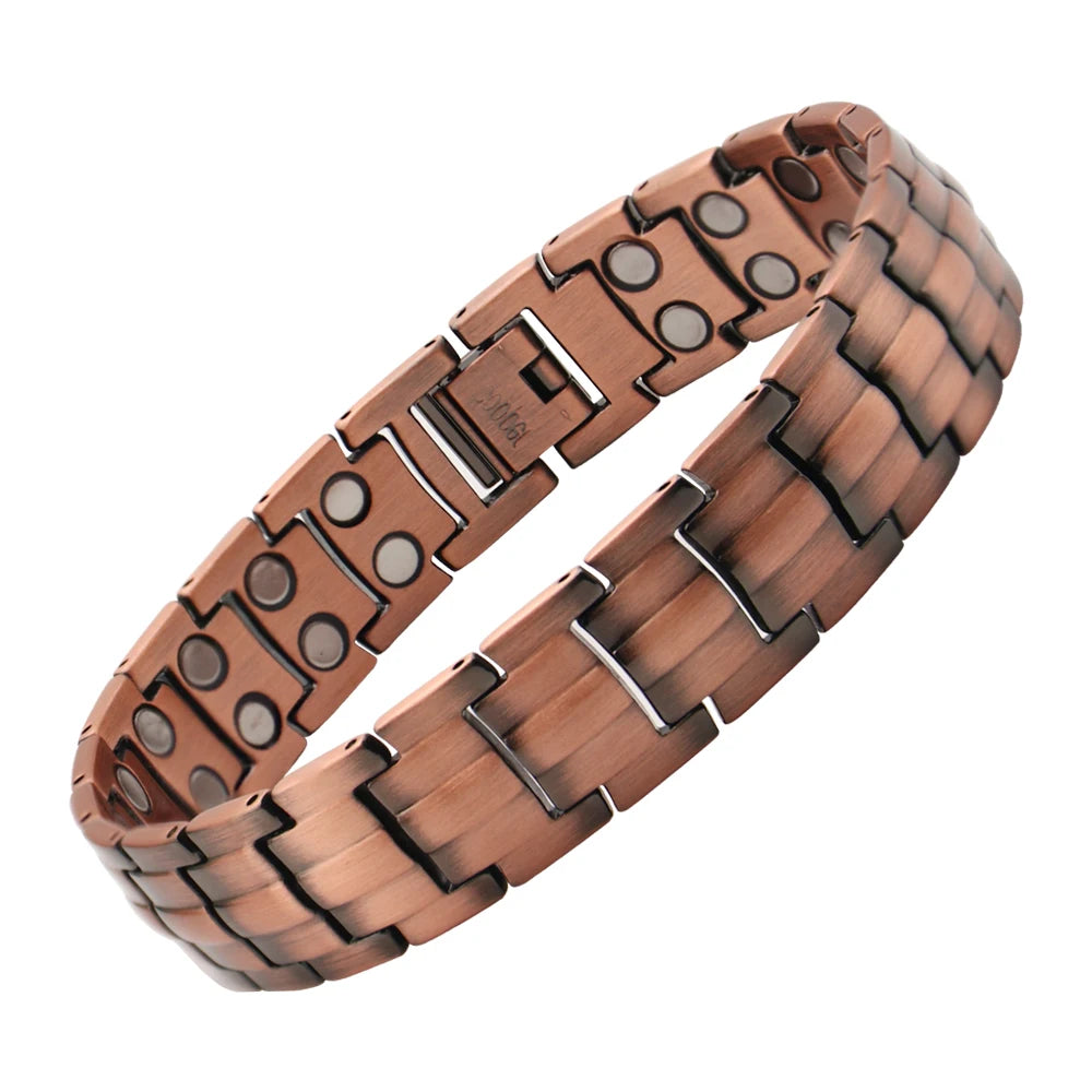 Vintage Exquisite Antique Copper Plated Magnetic Therapy Cuff Bracelet for Men Classic Fashion Trend-Healthy Wealth Energy