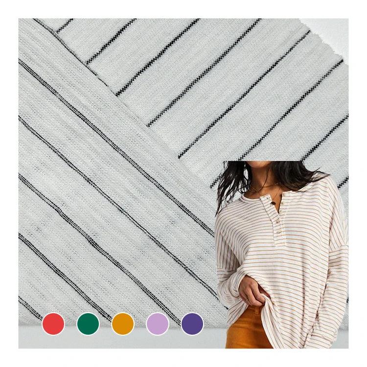 Custom Design Cotton and Spandex Striped Knit Fabric  Stock Polyester Material Stripe Fabric for Clothing/