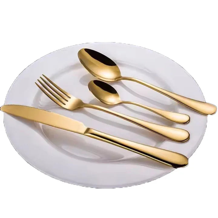 LDX011 Luxury Gold Spoons Modern Cutlery Forks Knives Set Stainless Steel Cutlery Sets