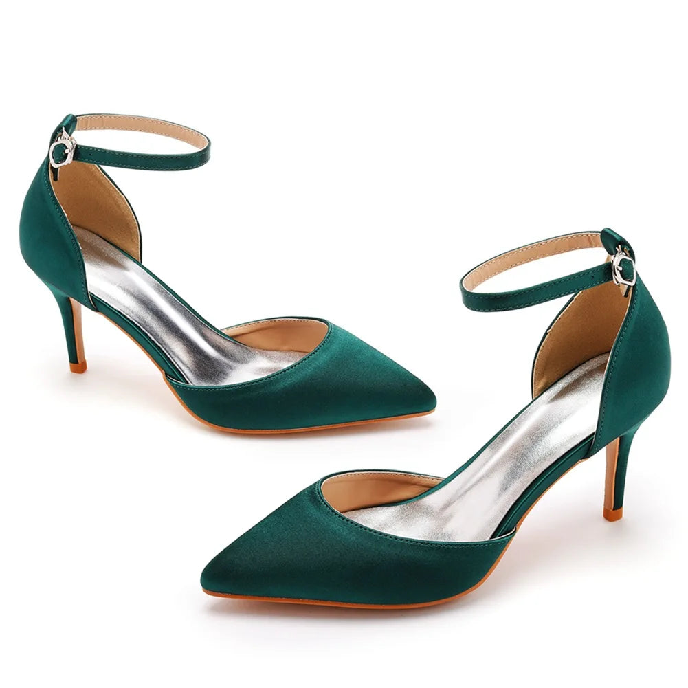 New Style Elegant Shoes Pointy Ankle Strap Banquet Party Bridal Shoes Women's High Heels