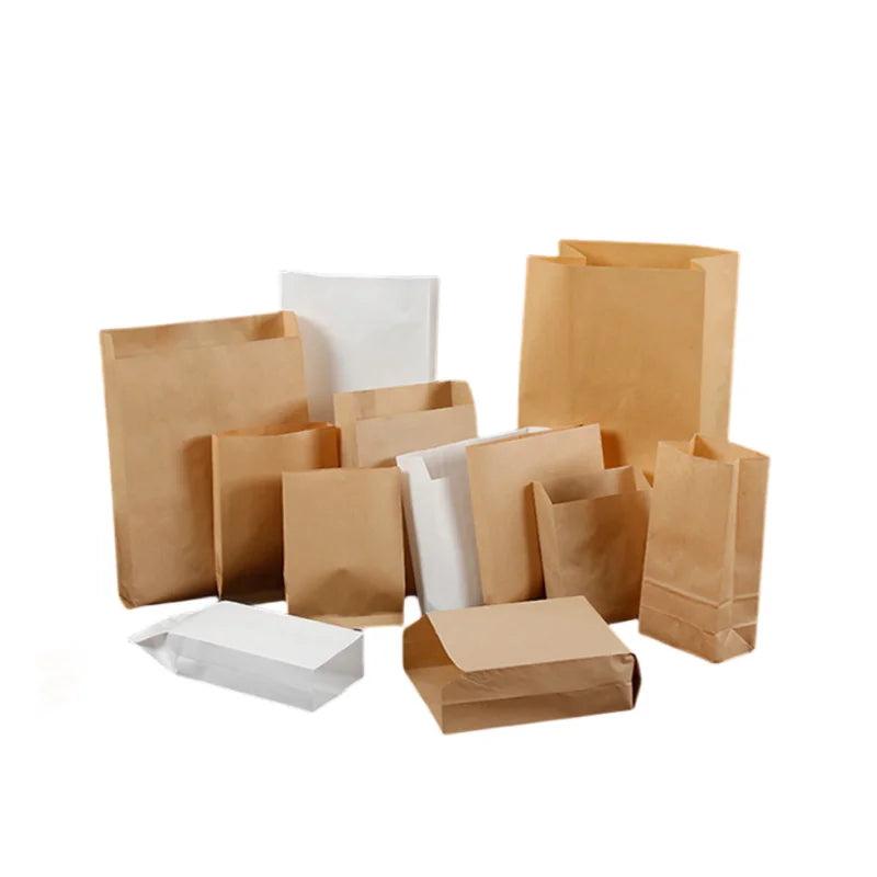 100% Recycled Combostable Materials Lunch Paper Bags Large Grocery Kraft Paper Sacks Food Paper Bags
