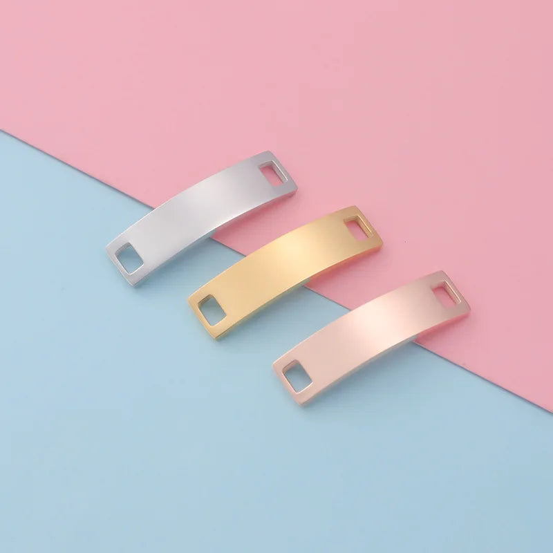 Custom Name Rainbow Curved Bar Connector Bracelet Connector Stainless Steel Rectangle Blank Bracelet DIY Making
