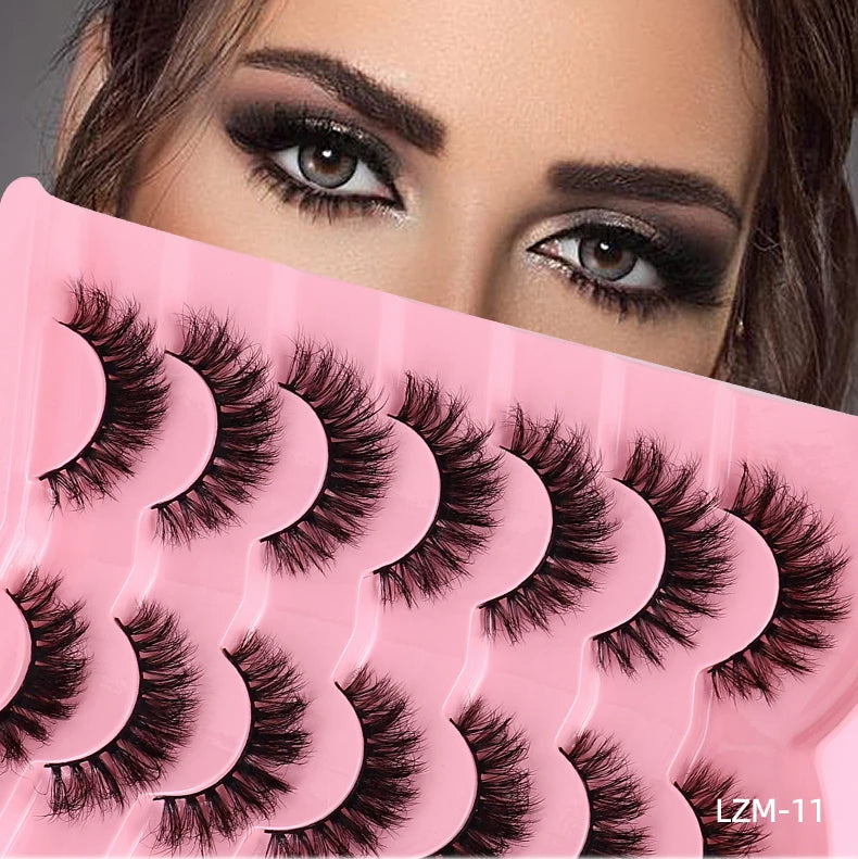 Customizable Wholesale 7 Pairs Half-Length Lashes Dense Curled False Eyelashes DIY Volume Cluster Individual Eyelash Extensio