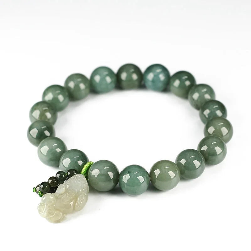 100% Natural Stone Chinese Feng Shui Pi Xiu Obsidian Wristband Wealth & Good Luck Pixiu Bracelet for Men Women Unisex
