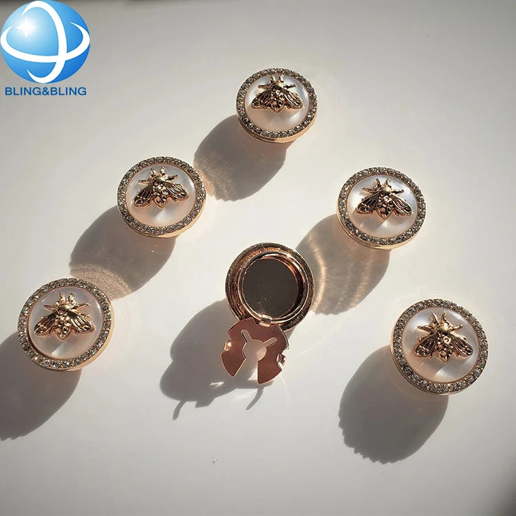 Custom Shirt Button Covers Bumble Bee on Pearl Circle No Sew Clip on Button Covers for Women Cufflinks Clip Jewelry Accessori
