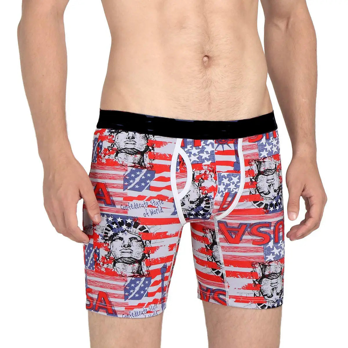 Men Ultra Soft Stretch Printed Knitted Boxer Briefs Regular Fit Polyester Breathable OEM ODM Custom Logo Wholesale