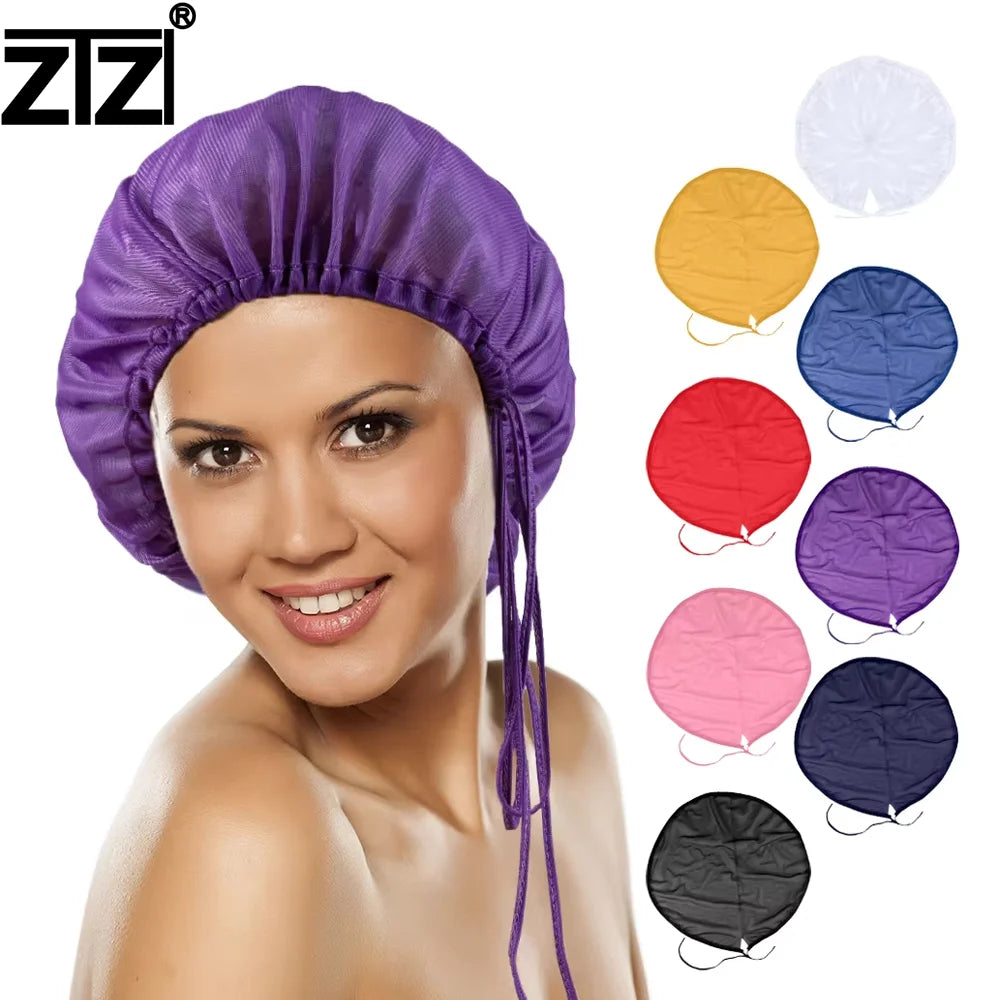 ZTZI Wholesale Satin Bonnet Hat with Drawstring and Tie for Women's Sleeping Hair Protection Hair Bonnet