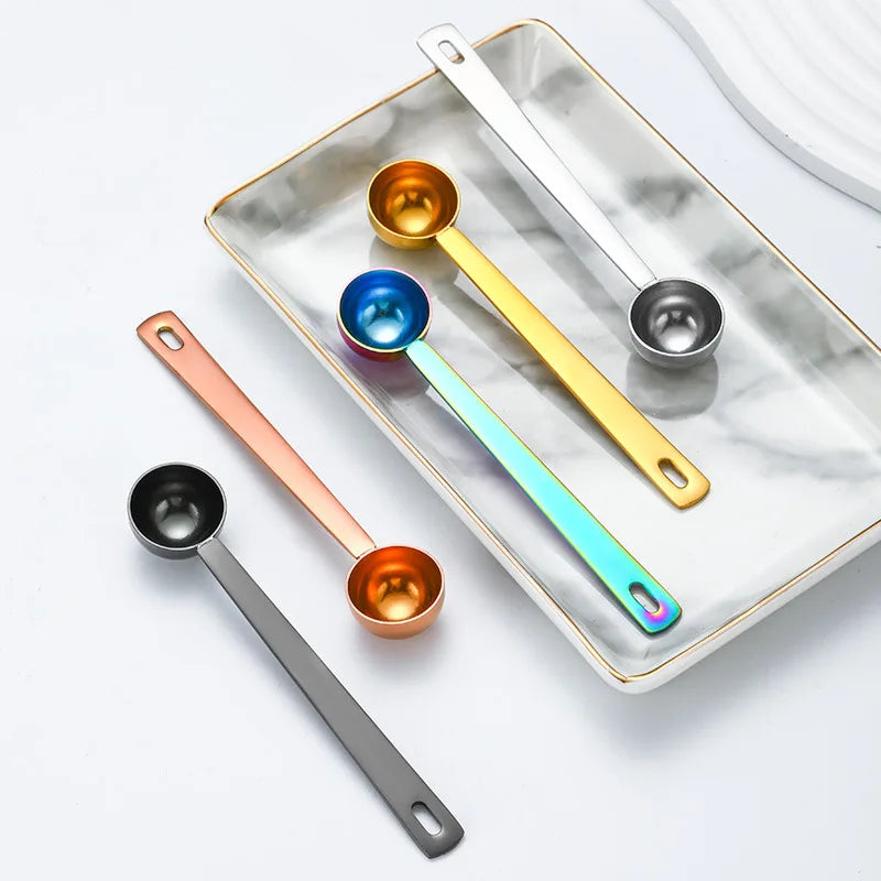Wholesale Stainless Steel Coffee Bean Scoop Golden Measuring Spoon 5ML Sugar Powder Tablespoon