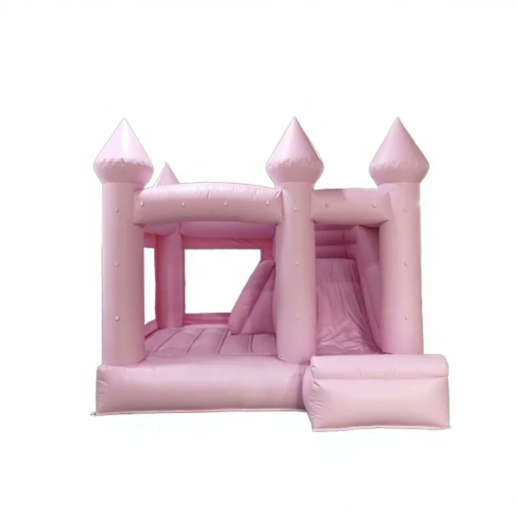 Commercial Pastel Pink Inflatable Castle White Bounce House Slide Combo with Air Blower Jumping Bouncy House for Kids
