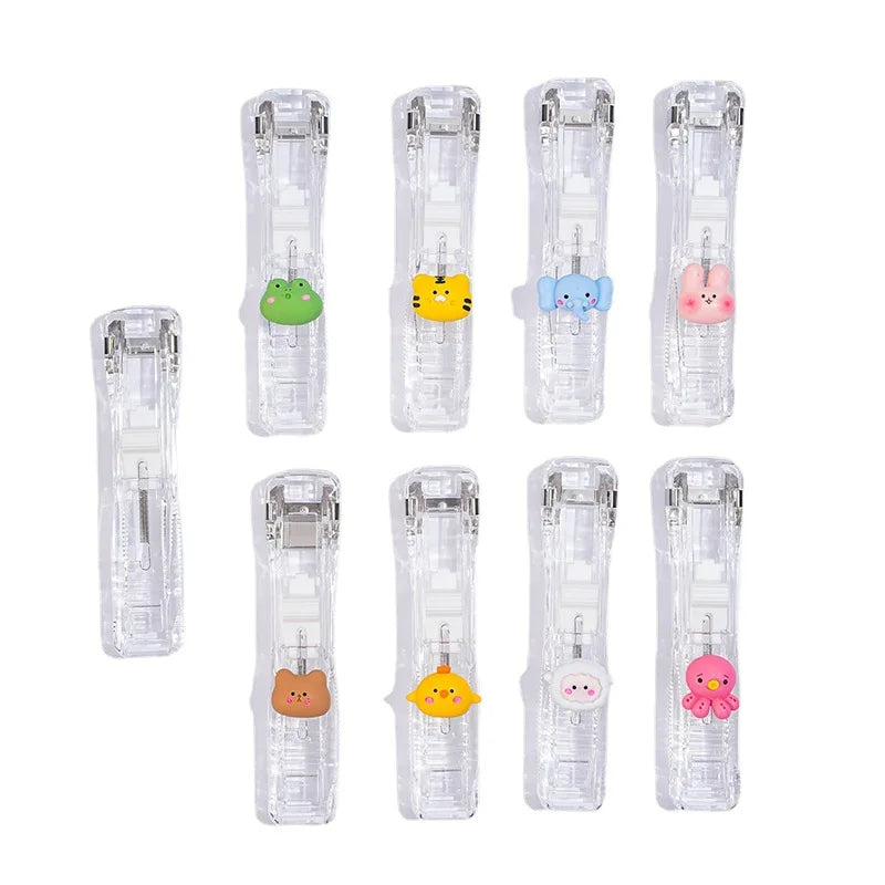 Ins Wind Cartoon Transparent Plastic Push Clip Learn Office File Organizer Creative Traceless Document Binder LIDEMEI MX7794