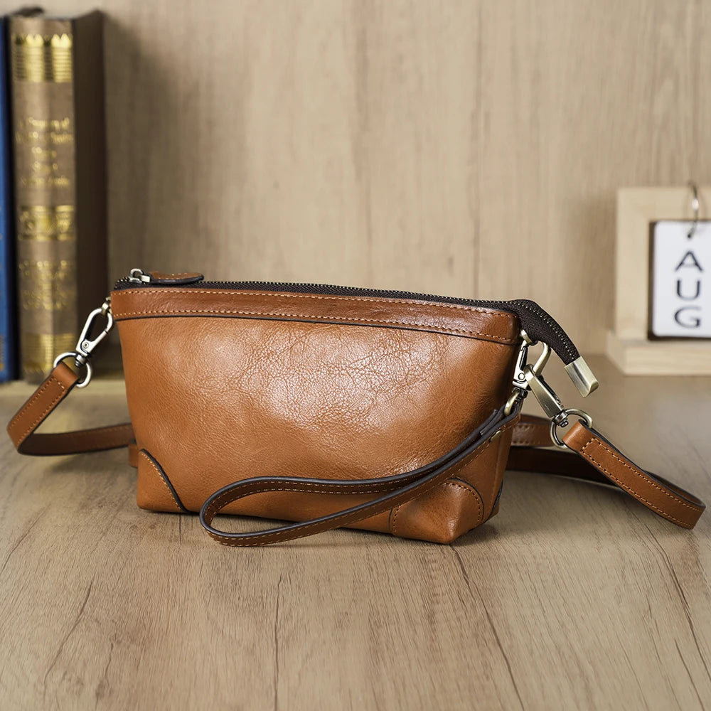 Contact's Genuine Leather RFID Clutch Handbag Purse for Women Convertible Multi-Compartment Wristlet Pouch Small Crossbody Ba