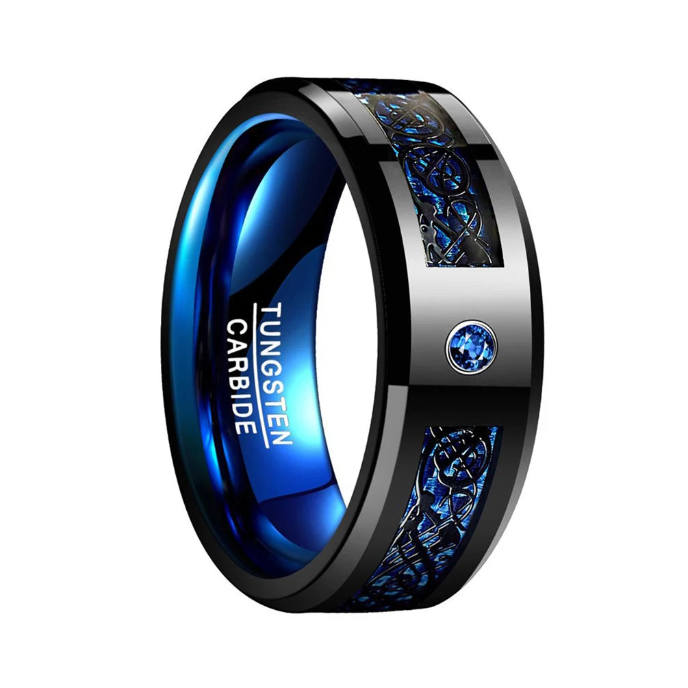 8MM Newest Design Alin Hammered Marriage Tungsten Carbide Mens Engagement Rings Jewelry for Couples Wedding