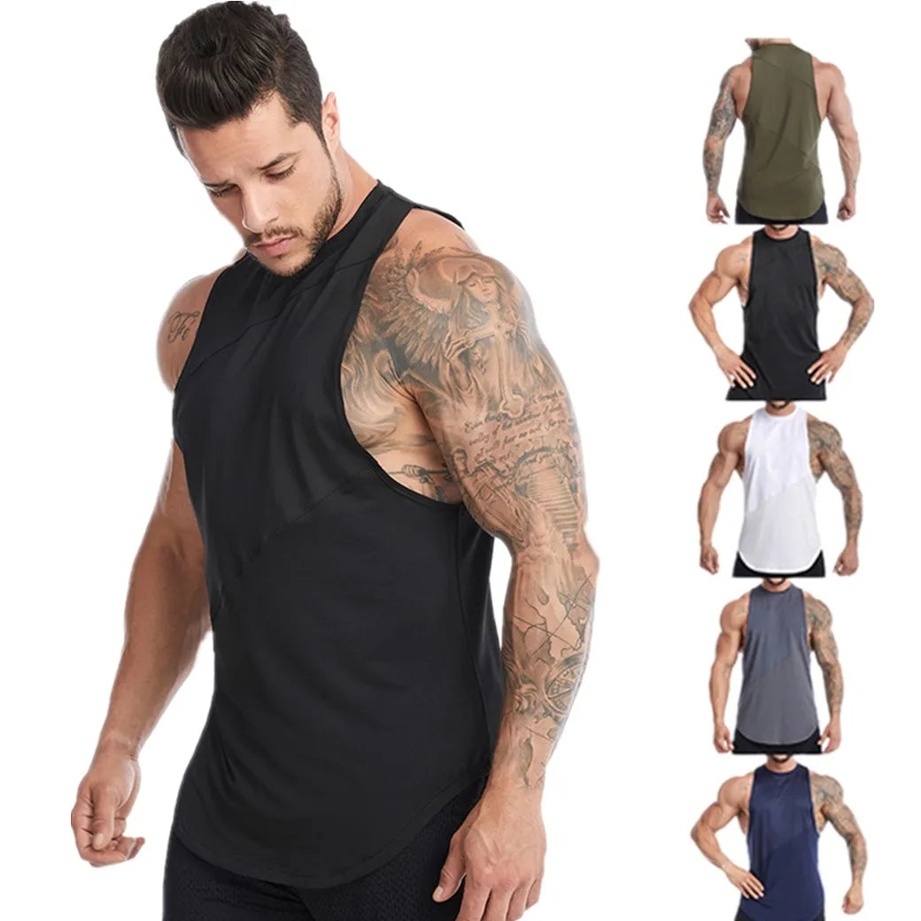 Summer Quick Dry Plus Size Custom logo Printing Gym Wear Fitness Sleeveless Sport Wear Loose Vest Men Gym tank Top