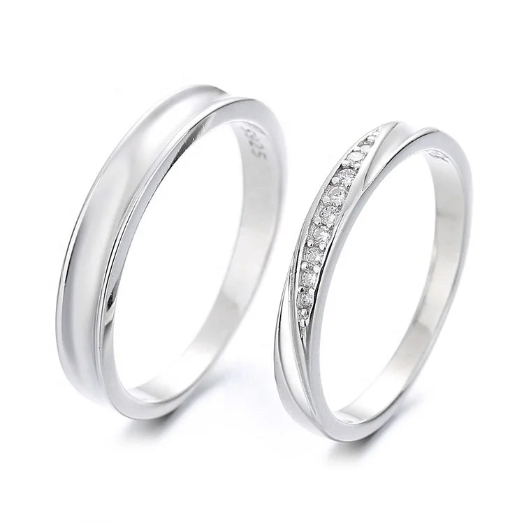 New Arrivals Couple Rings Sterling Silver 925 Twist Design Ring Set for Valentine 's Day Gift