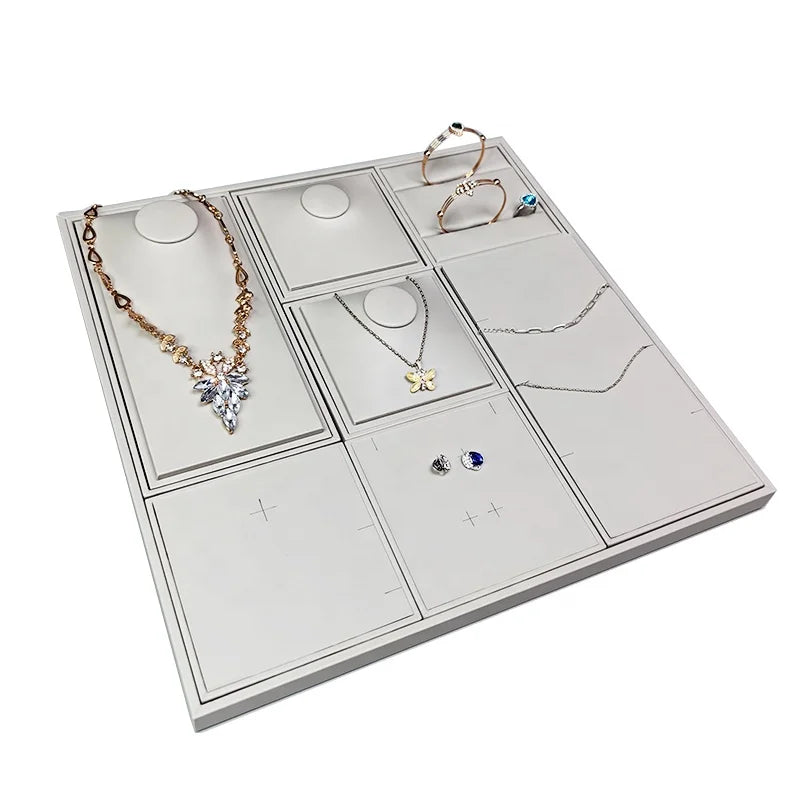 Hot Selling Custom Fine Necklace Jewelry Tray Luxury Leather Jewellery Display Set Organizer
