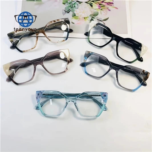 Teenyoun Colorful Acetate Optical Spectacle Frame Women Large Size Glasses Frame Men Anti Blue Computer Glasses 2024 Wholesal