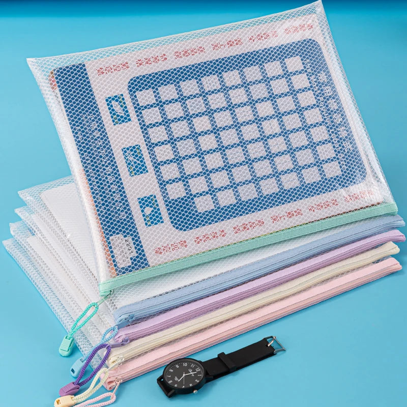 Eco-Friendly EVA Student Storage Bag A4 Zipper Transparent Print Waterproof Document Office Folder Pattern Customizable Logo